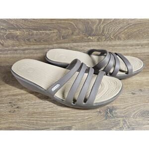 Crocs Rhonda Wedge Slip On Sandals Women’s 11 Brown Shoes